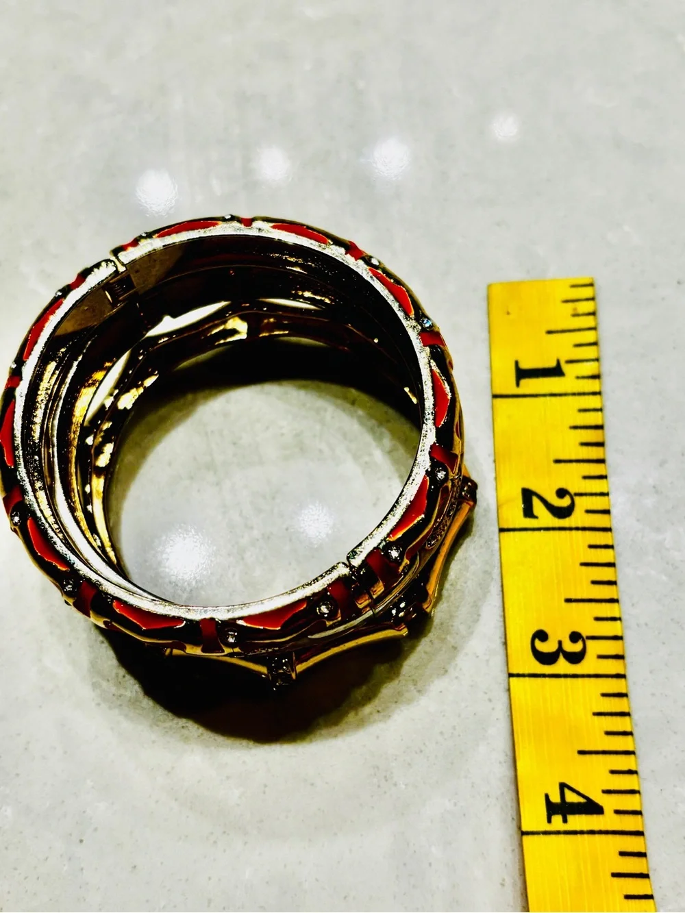 Nordstrom SEQUIN NYC Gold, Orange (dark coral) & Cream Enamel Bangle Trio